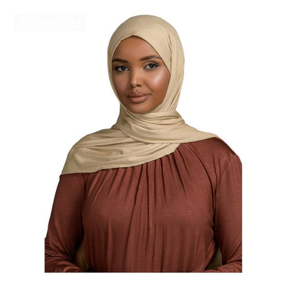 Premium Quality Cotton Jersey Hijab / Shawl (Tan)
