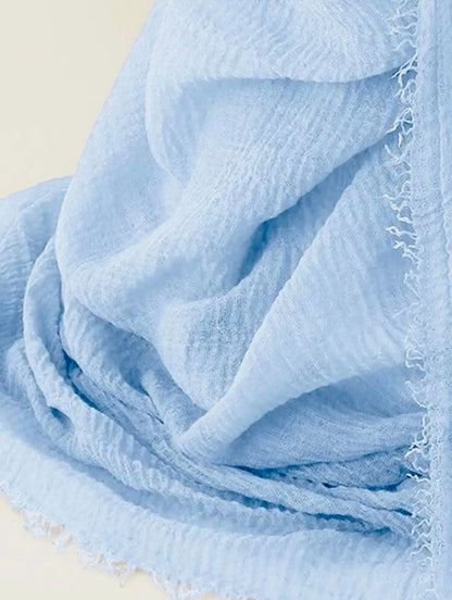 Pure Blue Cotton Scarf for Ladies - Cotton Scarf (Baby Blue) - Ayesha’s Collection
