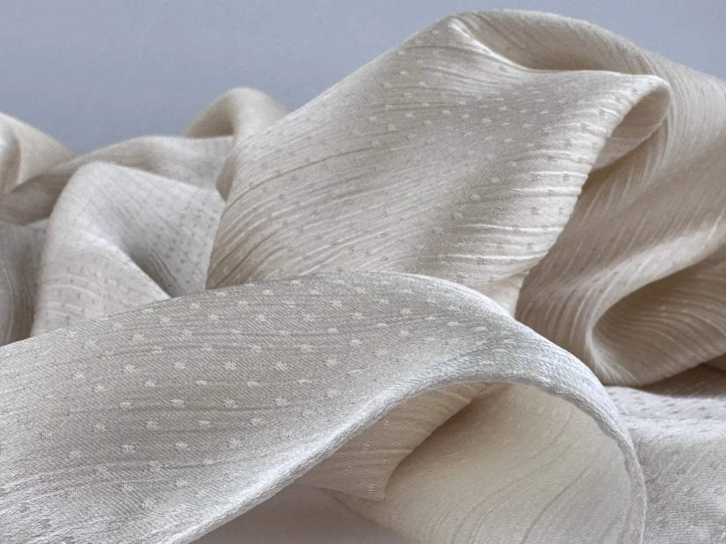 Satin Silk Crepe Dotted Shawl  Scarf (Cream) - Ayesha’s Collection