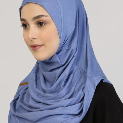 Viscose Instant Muslim Hijab (Blue)