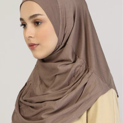 Viscose Instant Muslim Hijab (Brown)