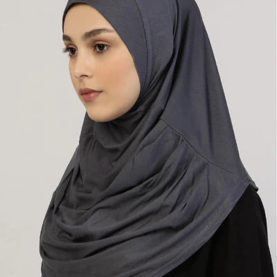Viscose Instant Muslim Hijab (Charcoal)