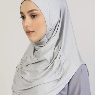 Viscose Instant Muslim Hijab | Light Gray