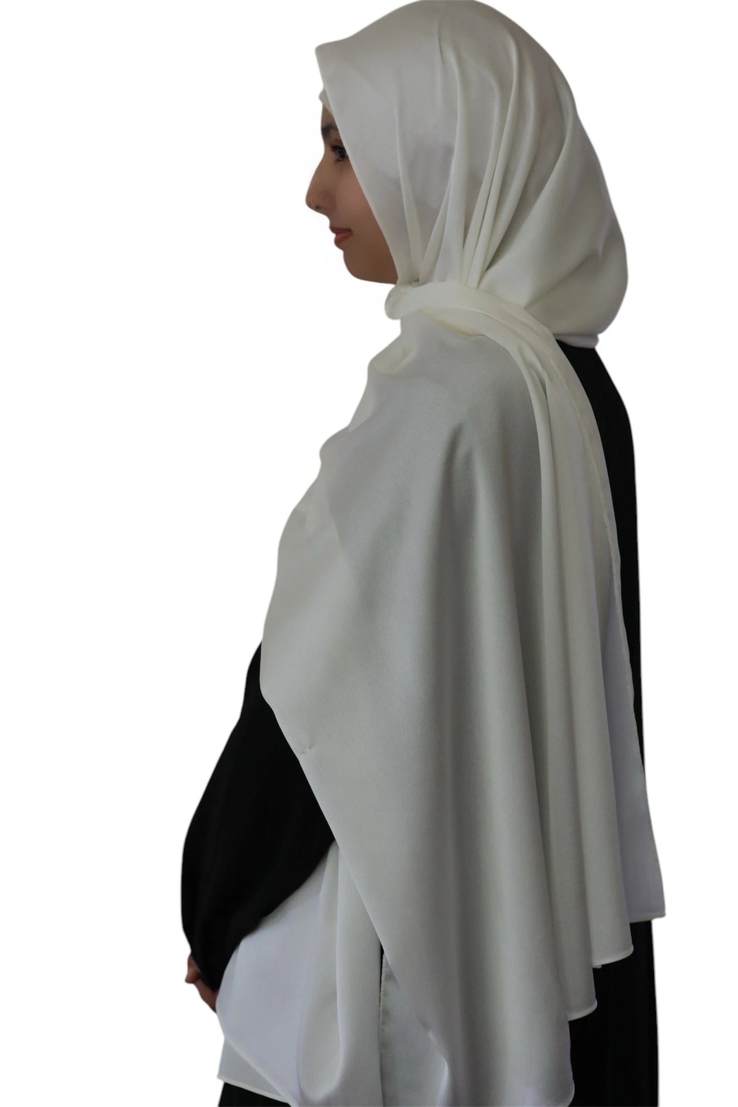 Matte Satin Silk Scarf (White) - Ayesha’s Collection