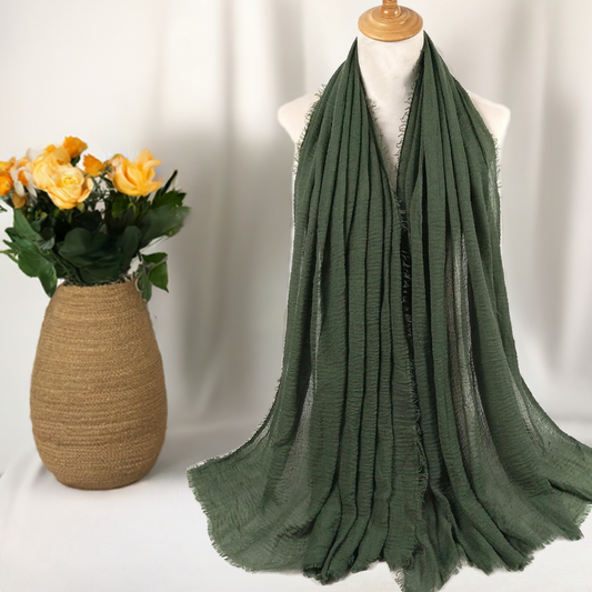 Crinkle Cotton Scarf | Henna Green