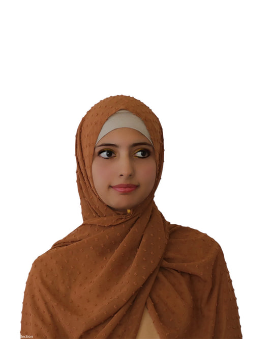 Pom Bubble Chiffon Hijab (Mocha Brown)