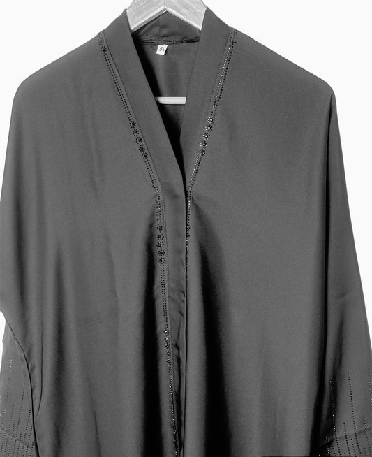 Open Front Button Down Abayas Black