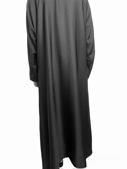Open Front Button Down Abayas (Black)
