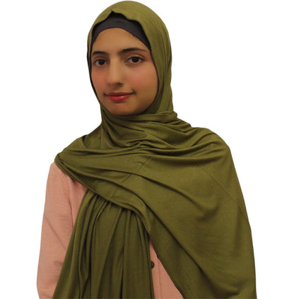 Rayon Jersey Scarf (Olive Green) | Ayesha's Collection