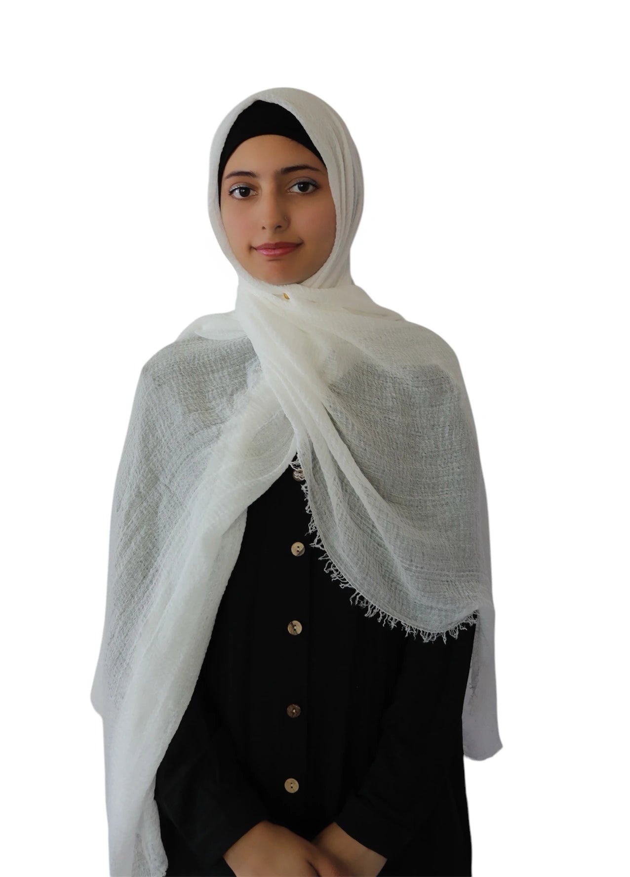 Crinkle Cotton Summer Scarf - Cotton Scarf (White) - Ayesha’s Collection