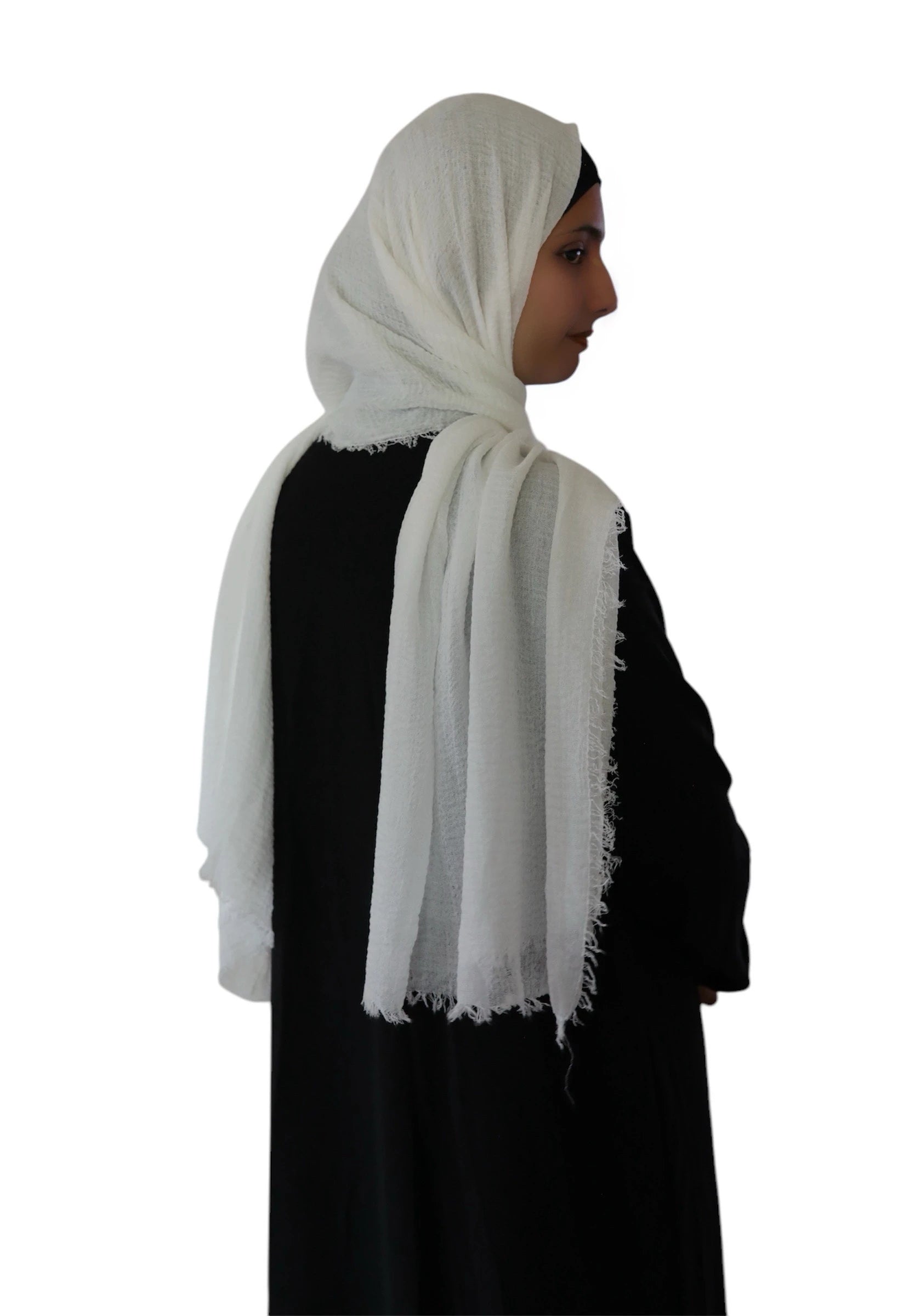 Crinkle Cotton Summer Scarf - Cotton Scarf (White) - Ayesha’s Collection