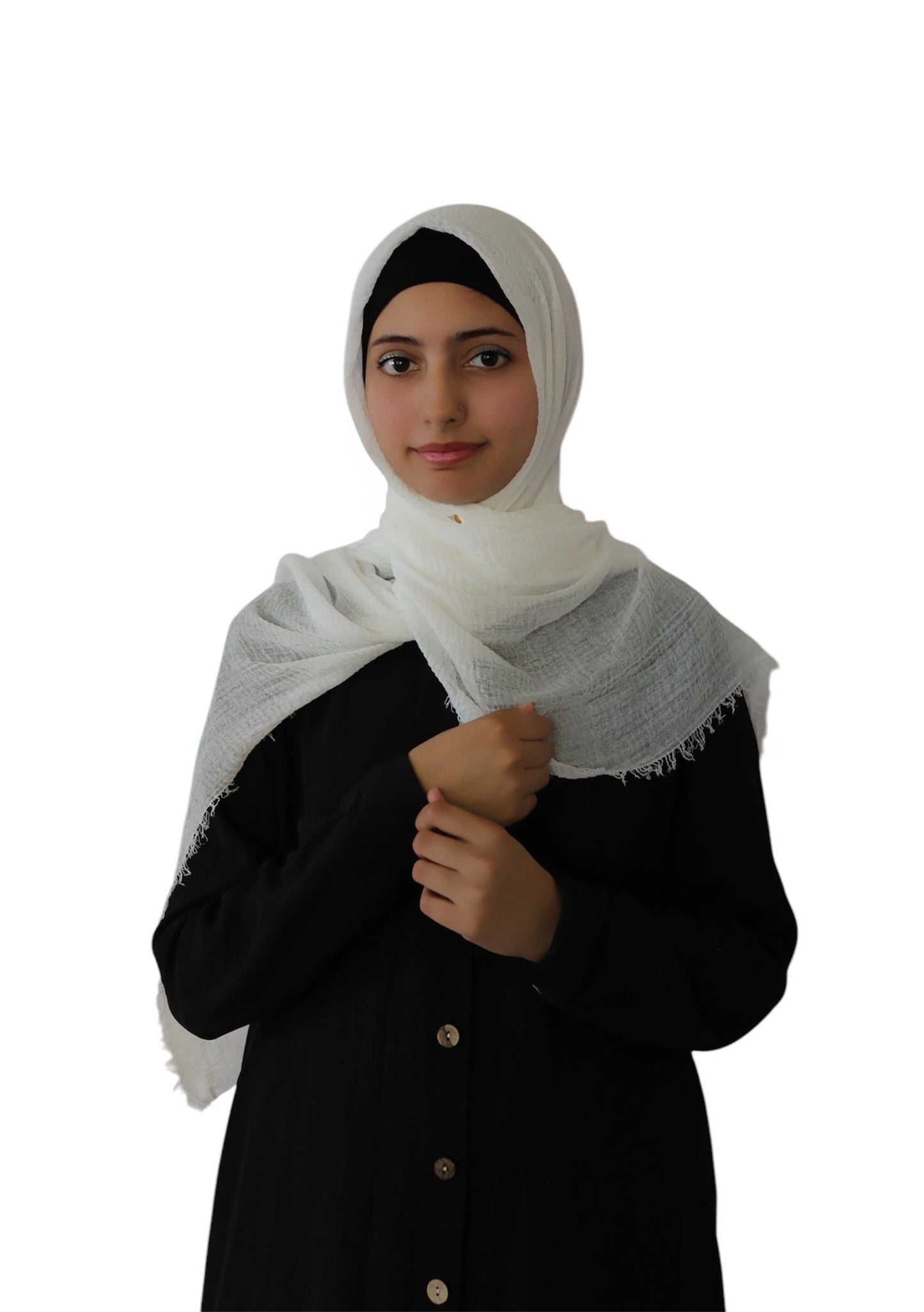 Crinkle Cotton Summer Scarf - Cotton Scarf (White) - Ayesha’s Collection