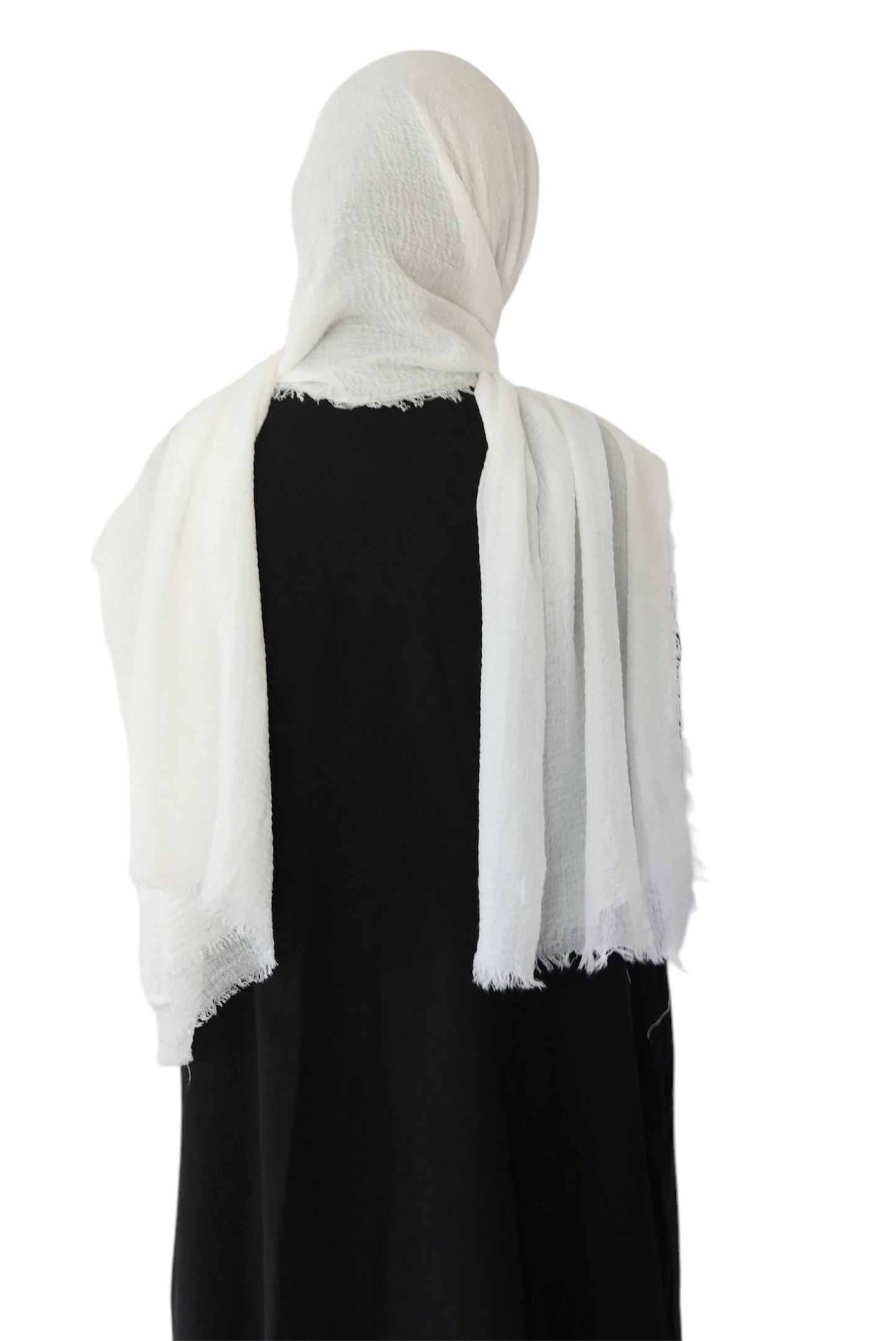 Crinkle Cotton Summer Scarf - Cotton Scarf (White) - Ayesha’s Collection